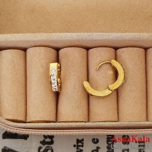 گوشواره  استیل زنانه مدل حلقه نگیندار رنگ طلایی کد GSH1521676W