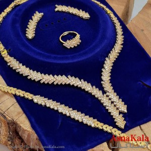 سرویس جواهری کامل شامل گردنبند و گوشواره و دستبند و انگشتر  آبکاری رادیوم کد NIM141159W