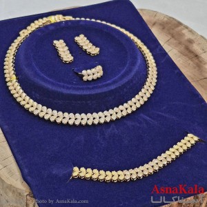 سرویس جواهری کامل شامل گردنبند و گوشواره و دستبند و انگشتر  آبکاری رادیوم کد NIM141176W