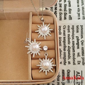 نیم ست زنانه شامل گردنبند و گوشواره مدل درخشان  مرواریدی کد NIM141187W