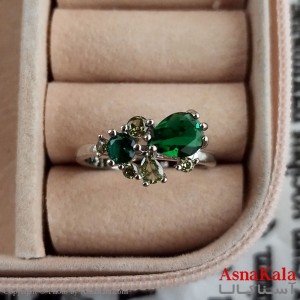 انگشتر زنانه استیل نگیندار فری سایز رنگ نقره ای کد ANG191257W