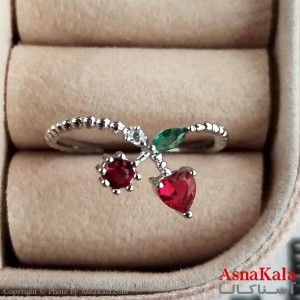 انگشتر زنانه استیل نگیندار فری سایز رنگ نقره ای کد ANG191260W