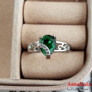 انگشتر زنانه استیل نگیندار فری سایز رنگ نقره ای کد ANG191262W