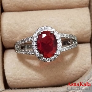 انگشتر زنانه استیل نگیندار فری سایز رنگ نقره ای کد ANG191281W