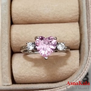 انگشتر زنانه استیل نگیندار فری سایز رنگ نقره ای کد ANG191284W