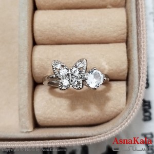 انگشتر زنانه استیل نگیندار فری سایز رنگ نقره ای کد ANG191291W