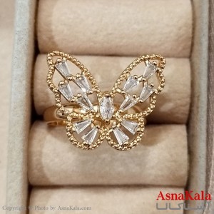 انگشتر زنانه استیل فری سایز پروانه رنگ طلایی کد ANG191301W