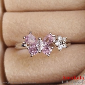 انگشتر زنانه پروانه فری سایز رنگ نقره ای کد ANG191338W