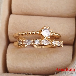 انگشتر زنانه نگیندار فری سایز رنگ طلایی کد ANG191342W