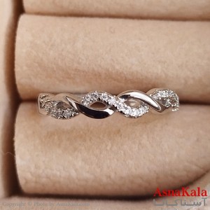 انگشتر زنانه نگیندار فری سایز رنگ نقره ای کد ANG191357W