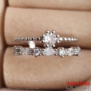 انگشتر زنانه نگیندار فری سایز رنگ نقره ای کد ANG191358W