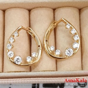 گوشواره حلقه ای زنانه ژوپینگ طلایی نگیندار کد GSH1521691W