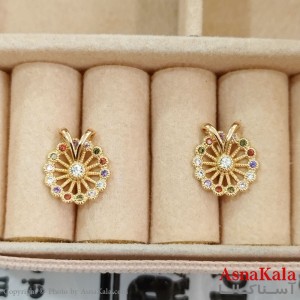 گوشواره زنانه ژوپینگ طلایی نگیندار کد GSH1521701W
