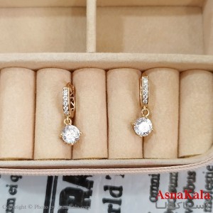 گوشواره حلقه ای زنانه ژوپینگ طلایی نگیندار کد GSH1521709W