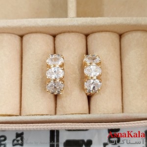گوشواره حلقه ای زنانه ژوپینگ طلایی نگیندار کد GSH1521712W
