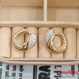 گوشواره حلقه ای زنانه ژوپینگ طلایی نگیندار کد GSH1521714W