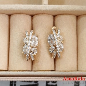 گوشواره حلقه ای زنانه ژوپینگ طلایی نگیندار کد GSH1521715W
