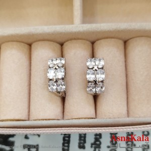 گوشواره حلقه ای زنانه ژوپینگ نقره ای نگیندار کد GSH1521726W