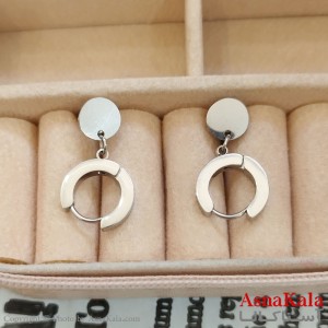 گوشواره  آویز استیل زنانه رنگ نقره ای کد GSH1521727W