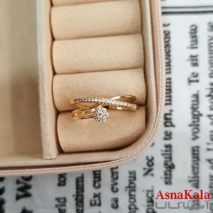انگشتر زنانه نگیندار فری سایز رنگ طلایی کد  ANG191369W