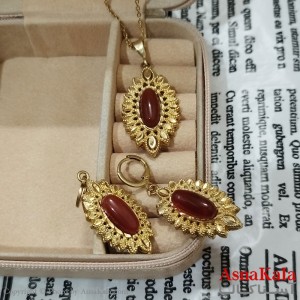 نیم ست زنانه برنجی شامل گردنبند و گوشواره کد NIM141200W