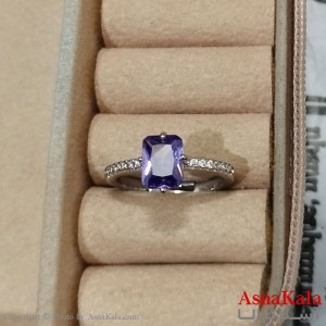 انگشتر زنانه نگیندار فری سایز رنگ نقره ای کد  ANG191404W