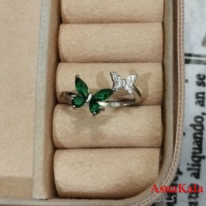 انگشتر زنانه نگیندار فری سایز رنگ نقره ای کد  ANG191405W