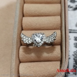 انگشتر زنانه نگیندار فری سایز رنگ نقره ای کد  ANG191407W