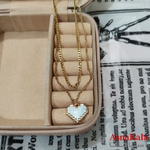 گردنبند زنانه دولاین استیل مدل  قلب طلایی کد GNB162569W