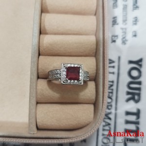 انگشتر زنانه نگیندار فری سایز رنگ نقره ای کد ANG191422W