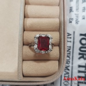 انگشتر زنانه نگیندار فری سایز رنگ نقره ای کد ANG191423W