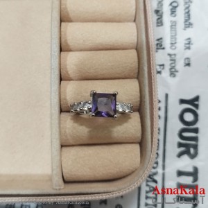 انگشتر زنانه نگیندار فری سایز رنگ نقره ای کد ANG191437W