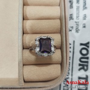 انگشتر زنانه نگیندار فری سایز رنگ نقره ای کد ANG191439W