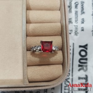 انگشتر زنانه نگیندار فری سایز رنگ نقره ای کد ANG191446W