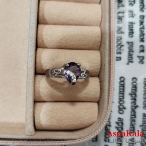 انگشتر زنانه نگیندار فری سایز رنگ نقره ای کد ANG191473W