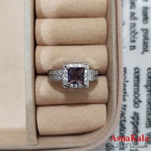 انگشتر زنانه نگیندار فری سایز رنگ نقره ای کد ANG191486W