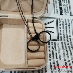 گردنبند ست دونفره استیل مدل حلقه ای مشکی کد GNB162577W