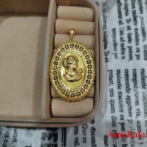 آویز رخ، شمایل، مریمی برنجی زنانه طلایی  کد GNB162586W