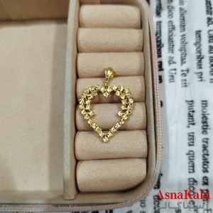 آویز رخ، شمایل، مریمی برنجی قلب زنانه طلایی  کد GNB162595W