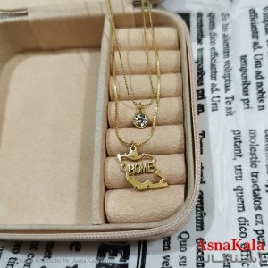 گردنبند دولاین ایران طلایی دخترانه استیل کد GNB162199W