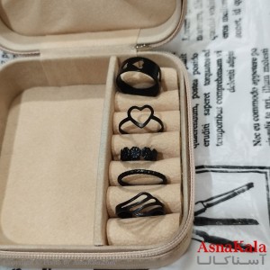 انگشتر پکی زنانه فری سایز رنگ مشکی مجموعه 5 عددی کد ANG191501W