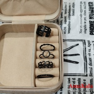 انگشتر پکی زنانه فری سایز رنگ مشکی مجموعه 5 عددی کد ANG191502W