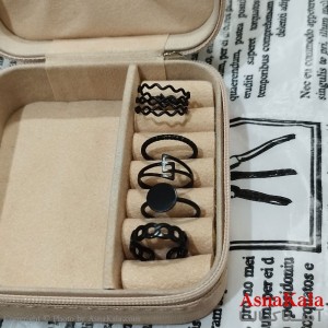 انگشتر پکی زنانه فری سایز رنگ مشکی مجموعه 5 عددی کد ANG191504W