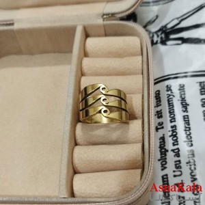 انگشتر زنانه استیل رنگ طلایی کد ANG191513W