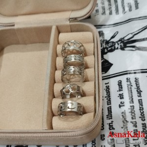 انگشتر پکی زنانه فری سایز رنگ نقره ای مجموعه 5 عددی کد ANG191520W