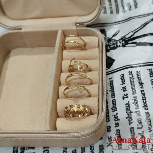 انگشتر پکی زنانه فری سایز رنگ طلایی مجموعه 5 عددی کد ANG191523W