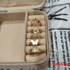 انگشتر پکی زنانه فری سایز رنگ طلایی مجموعه 5 عددی کد ANG191525W