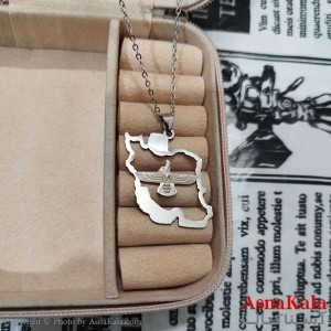 گردنبند ایران و فروهر استیل نقره ای کد GNB162603W