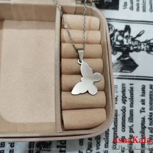 گردنبند پروانه استیل نقره ای کد GNB162606W