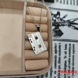 گردنبند نوار کاست استیل نقره ای کد GNB162615W